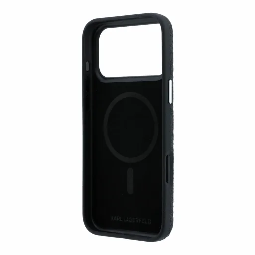 iPhone 18 Pro čierny Karl Lagerfeld PU s granitovým vzorom MagSafe zadný kryt - 6