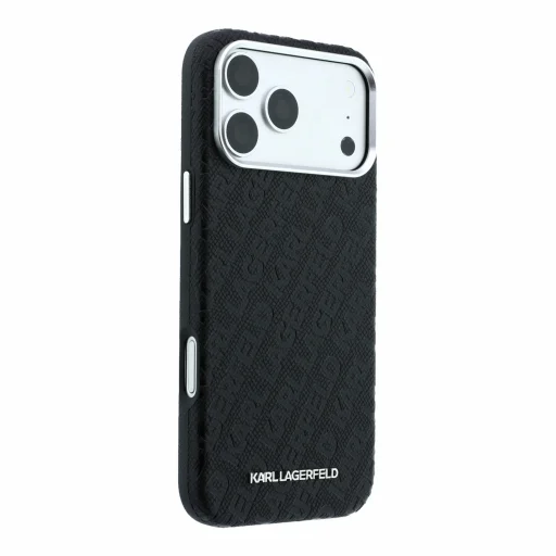 iPhone 18 Pro čierny Karl Lagerfeld PU s granitovým vzorom MagSafe zadný kryt - 4
