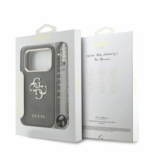 iPhone 18 Pro čierne puzdro Guess PU 4G Metal Logo s remienkom - 8