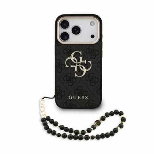 iPhone 18 Pro čierne puzdro Guess PU 4G Metal Logo s remienkom - 1