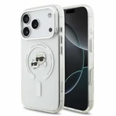 iPhone 18 Pro biely Karl Lagerfeld IML K&CH Heads Metal Frame MagSafe kryt