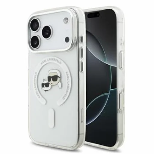 iPhone 18 Pro biely Karl Lagerfeld IML K&CH Heads Metal Frame MagSafe kryt - 1