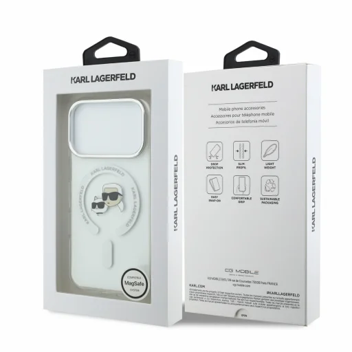 iPhone 18 Pro biely Karl Lagerfeld IML K&CH Heads Metal Frame MagSafe kryt - 7