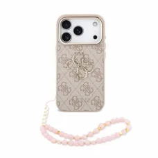 iPhone 18 Pro ružový Guess PU 4G Metal Logo Strap kryt