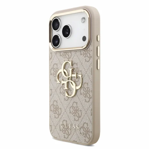 iPhone 18 Pro ružový Guess PU 4G Metal Logo Strap kryt - 3