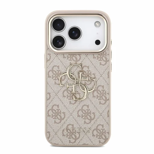 iPhone 18 Pro ružový Guess PU 4G Metal Logo Strap kryt - 4