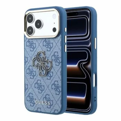 Modré puzdro Guess PU 4G Resin Metal Logo pre iPhone 18 Pro - 1