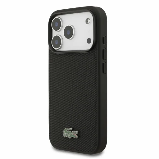  iPhone 18 Pro fekete Lacoste Iconic Petit Pique PVC MagSafe tok fém logóval - 2