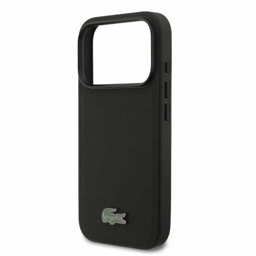 iPhone 18 Pro čierne puzdro Lacoste Iconic Petit Pique PVC MagSafe s kovovým logom - 5