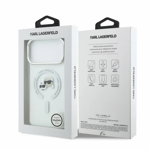iPhone 18 Pro Max biely Karl Lagerfeld IML K&CH Heads MagSafe kryt s kovovým rámom - 7
