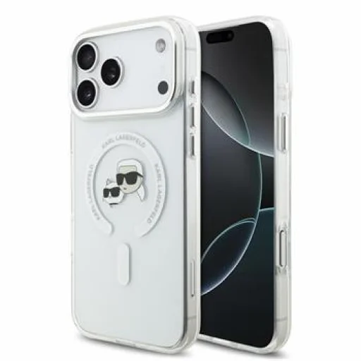 iPhone 18 Pro Max biely Karl Lagerfeld IML K&CH Heads MagSafe kryt s kovovým rámom - 1
