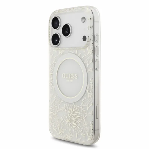 iPhone 18 Pro biele puzdro Guess IML Flowers Allover Strap MagSafe - 3