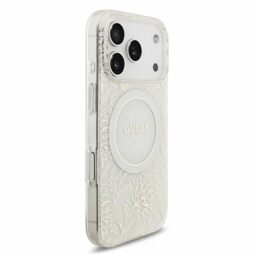 iPhone 18 Pro biele puzdro Guess IML Flowers Allover Strap MagSafe - 4