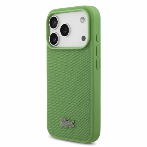  iPhone 18 Pro tárkonyzöld Lacoste Iconic Petit Pique PVC MagSafe tok fém logóval - 2