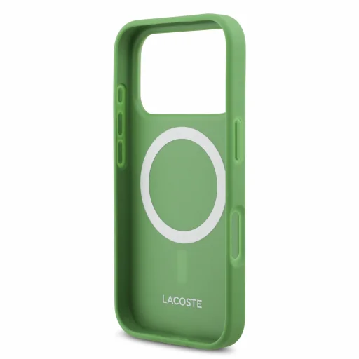  iPhone 18 Pro tárkonyzöld Lacoste Iconic Petit Pique PVC MagSafe tok fém logóval - 6