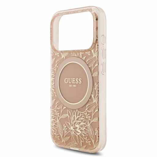 iPhone 18 Pro ružové puzdro Guess IML Flowers Allover Strap MagSafe - 5