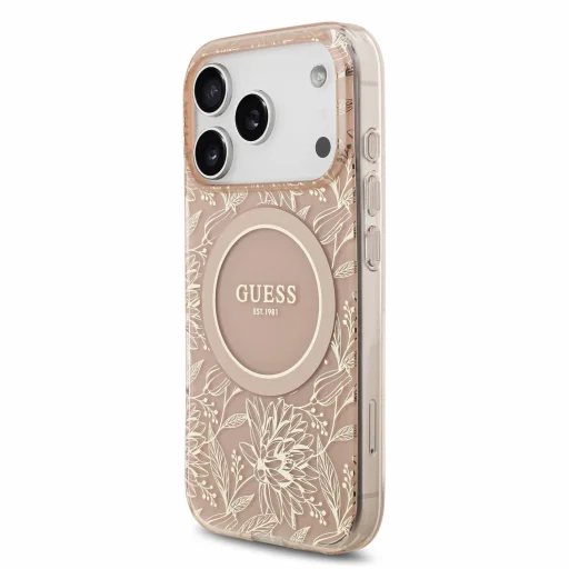 iPhone 18 Pro ružové puzdro Guess IML Flowers Allover Strap MagSafe - 3