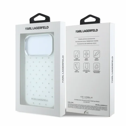 iPhone 18 Pro Biely Karl Lagerfeld IML štrasový MagSafe kryt - 7