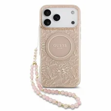 Ružové puzdro Guess IML Flowers Allover Strap MagSafe pre iPhone 18 Pro Max
