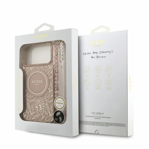 Ružové puzdro Guess IML Flowers Allover Strap MagSafe pre iPhone 18 Pro Max - 7