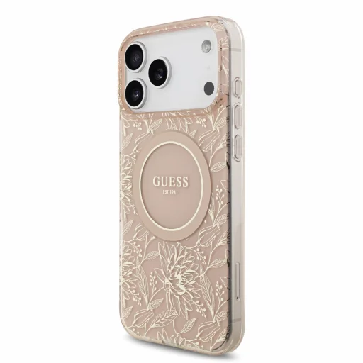 Ružové puzdro Guess IML Flowers Allover Strap MagSafe pre iPhone 18 Pro Max - 3