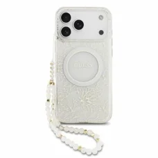 Biely kryt Guess IML Flowers Allover Strap MagSafe pre iPhone 18 Pro Max