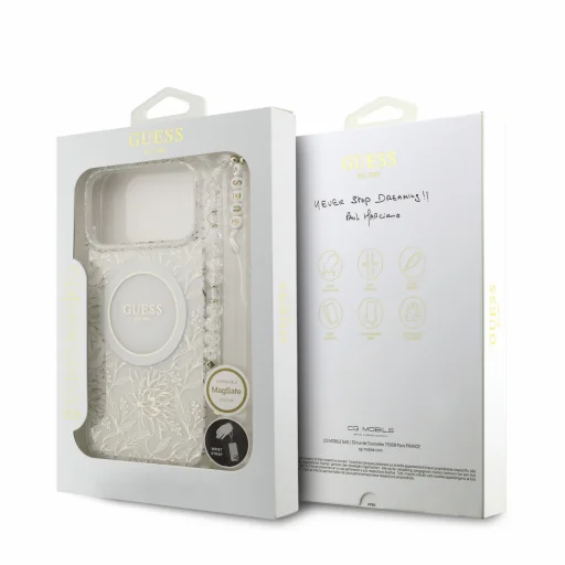Biely kryt Guess IML Flowers Allover Strap MagSafe pre iPhone 18 Pro Max - 7