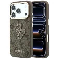  Apple iPhone 18 Pro Max barna Guess PU 4G Resin Metal Logo tok