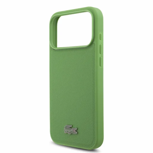  iPhone 18 Pro Max tárkonyzöld Lacoste Iconic Petit Pique PVC fém logós MagSafe tok - 5
