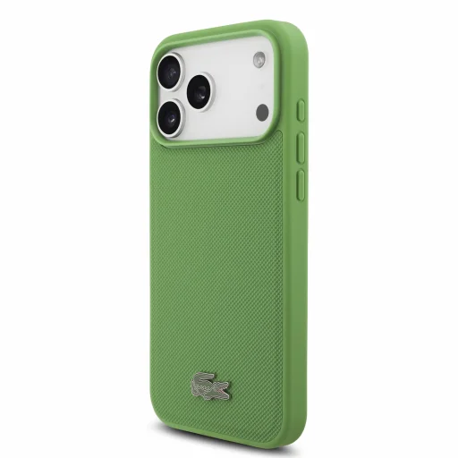iPhone 18 Pro Max estragónovo zelené puzdro Lacoste Iconic Petit Pique PVC s kovovým logom MagSafe - 2