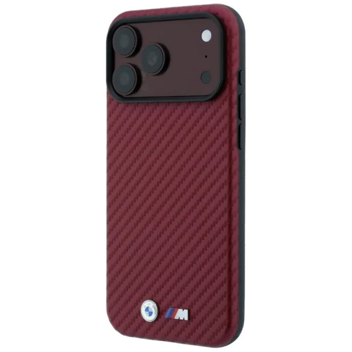 Apple iPhone 18 Pro / 17 Pro bordový BMW M Carbon Metal Logo MagSafe kryt - 2