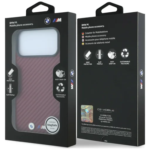  Apple iPhone 18 Pro / 17 Pro Bordó BMW M Carbon Metal Logo MagSafe tok - 8