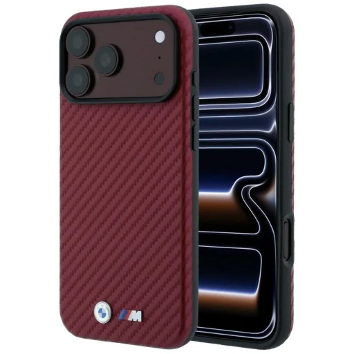  Apple iPhone 18 Pro / 17 Pro Bordó BMW M Carbon Metal Logo MagSafe tok - 1