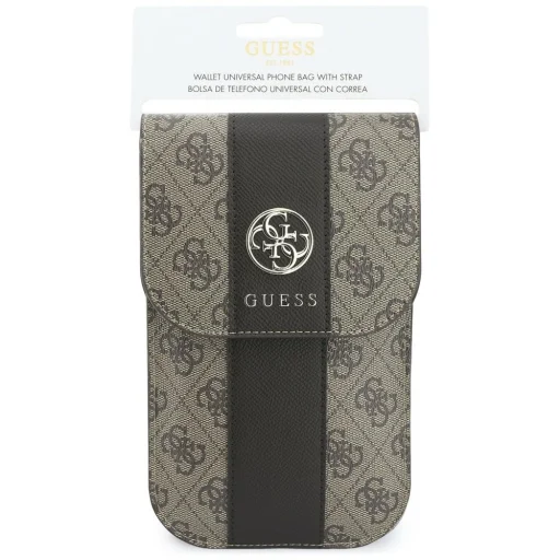 Guess 4G & Classic Logos Stripe Strap hnedá taška na telefón - 4