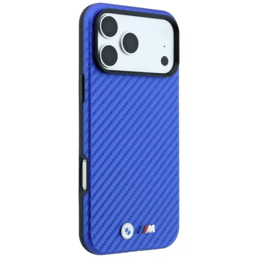 BMW iPhone 18 Pro / 17 Pro modré M Carbon Metal Logo MagSafe puzdro - 4