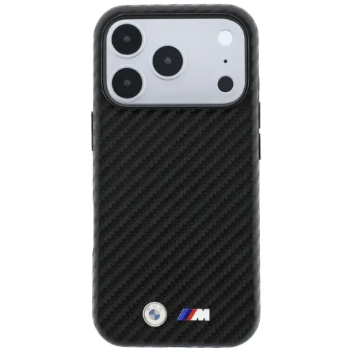  iPhone 18 Pro fekete BMW M Carbon fém logós MagSafe tok - 3