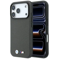  iPhone 18 Pro szürke BMW M Quadrille Kevlar Metal Logo MagSafe tok