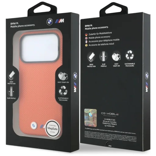  iPhone 18 Pro Max narancssárga BMW M Quadrille Kevlar Metal Logo MagSafe tok - 8