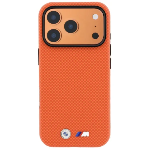 iPhone 18 Pro Max oranžové puzdro BMW M Quadrille Kevlar Metal Logo MagSafe - 3