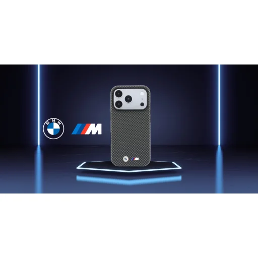 Apple iPhone 18 Pro Max szürke BMW M Quadrille Kevlar fém logós MagSafe tok - 9