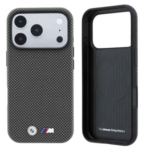  Apple iPhone 18 Pro Max szürke BMW M Quadrille Kevlar fém logós MagSafe tok - 11