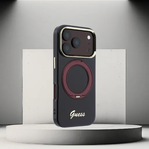 Apple iPhone 18 Pro / iPhone 17 Pro bordové puzdro Guess IML Ring Stand 360 Script Metal Logo MagSafe - 11