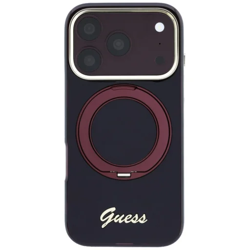 Apple iPhone 18 Pro Max / 17 Pro Max bordové puzdro Guess IML Ring Stand 360 Script Metal Logo MagSafe - 3