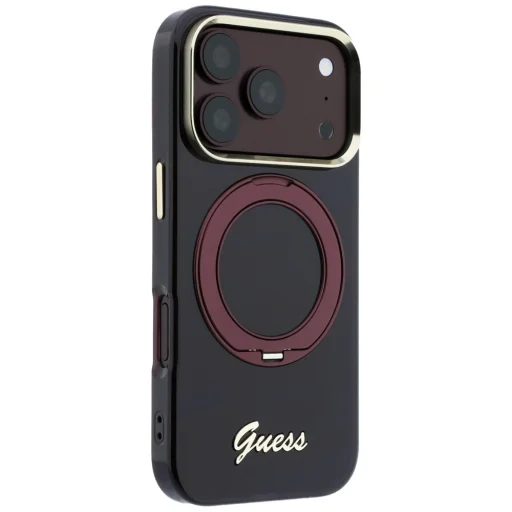 Apple iPhone 18 Pro Max / 17 Pro Max bordové puzdro Guess IML Ring Stand 360 Script Metal Logo MagSafe - 4