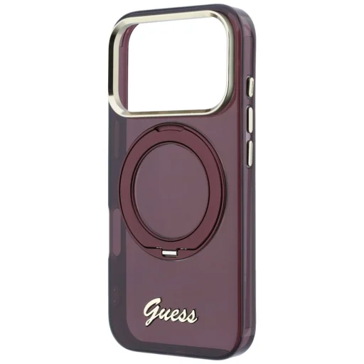 Apple iPhone 18 Pro Max / 17 Pro Max bordové puzdro Guess IML Ring Stand 360 Script Metal Logo MagSafe - 6