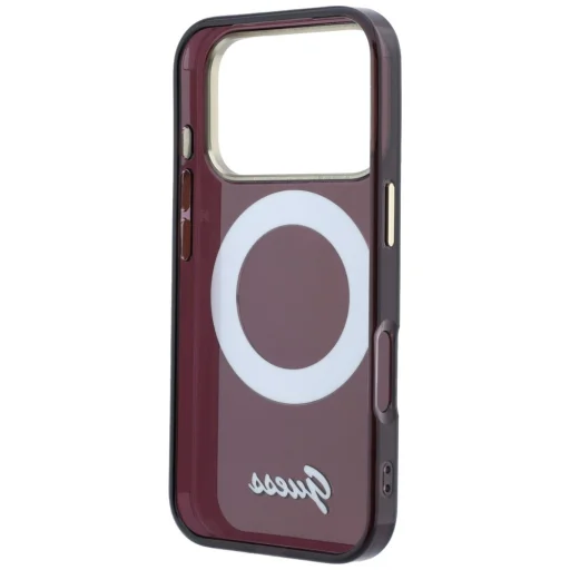 Apple iPhone 18 Pro Max / 17 Pro Max bordové puzdro Guess IML Ring Stand 360 Script Metal Logo MagSafe - 7
