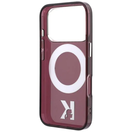  Apple iPhone 18 Pro / 17 Pro burgundi Karl Lagerfeld IML Ring Stand 360 Kameo Metal MagSafe tok - 2