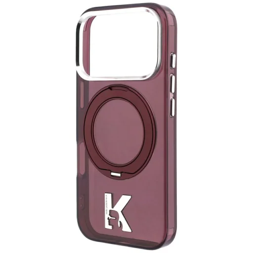  Apple iPhone 18 Pro / 17 Pro burgundi Karl Lagerfeld IML Ring Stand 360 Kameo Metal MagSafe tok - 4