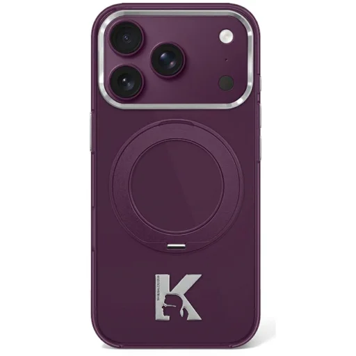 Apple iPhone 18 Pro / 17 Pro burgundské puzdro Karl Lagerfeld IML Ring Stand 360 Kameo Metal MagSafe - 1
