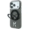  iPhone 18 Pro / 17 Pro fekete Karl Lagerfeld IML Ring Stand 360 Kameo Metal MagSafe tok thumbnail